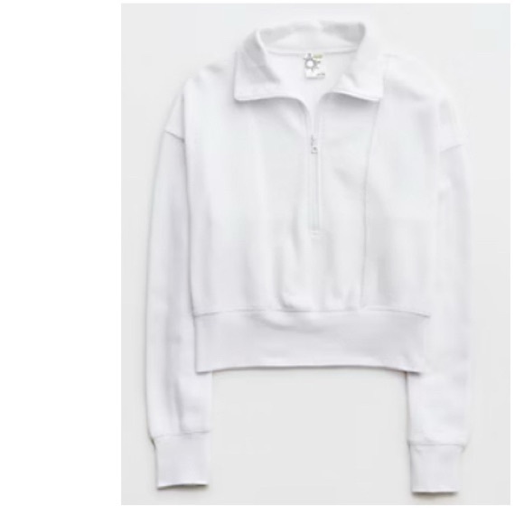 aerie Tops - Aerie White Quarter-Zip Sweatshirt